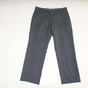 Ballin Men's Dress Pants 36 x 28 Charcoal Gray Flat Front Super 120s Wool Slacks